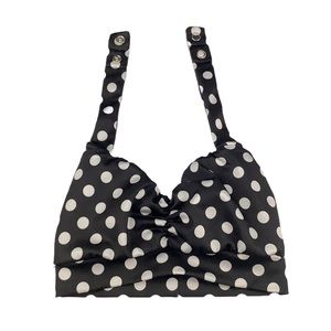 Kelle Girls Black Polka Dot Halter Dance Top S